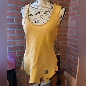 Vintage Genuine Lambskin Leather Vest  - in Chamois Color
